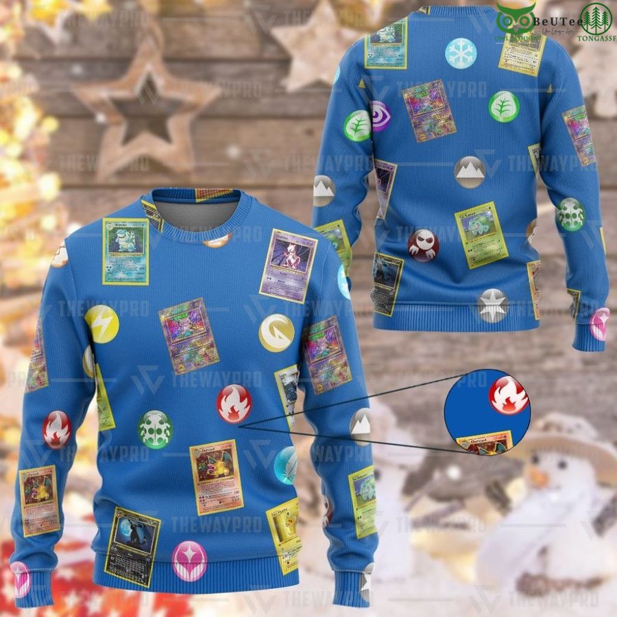 108 Pokemon Cards And Elements Custom Imitation Knitted Sweatshirt