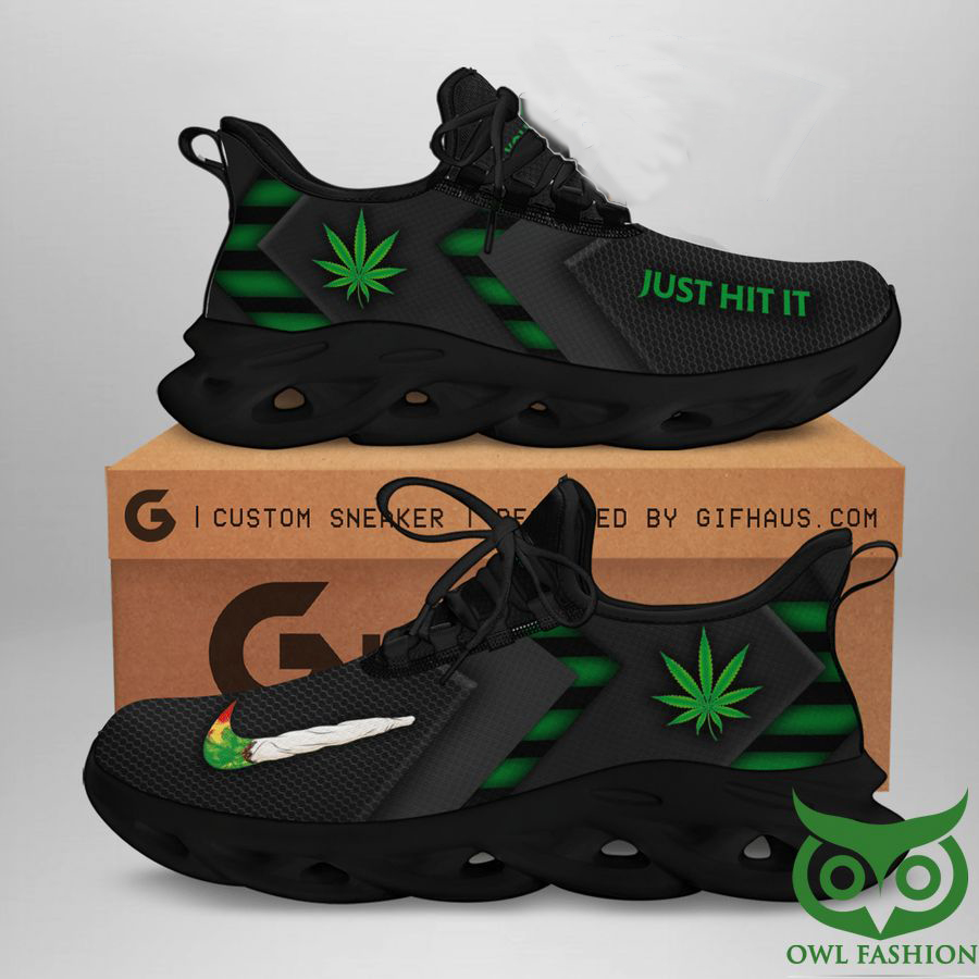 11 Nike Logo Just Hit It Weed Leaf Black Green Max Soul Sneaker