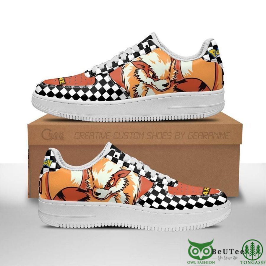Poke Arcanine Air Sneakers Checkerboard Pokemon NAF Shoes