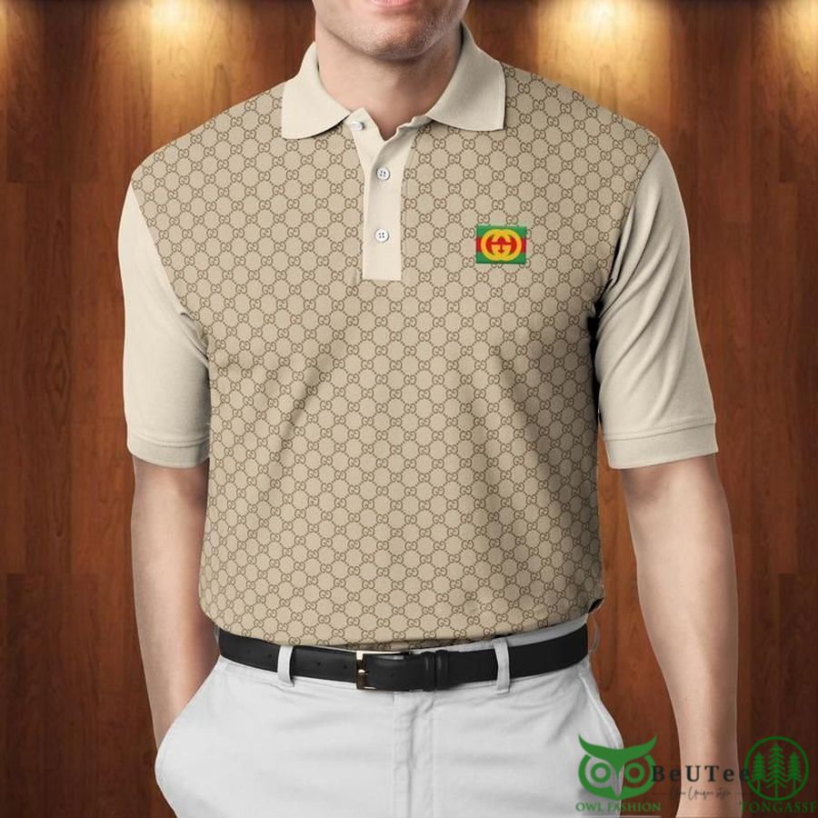 Limited Edition Gucci Light Brown Monogram Polo Shirt