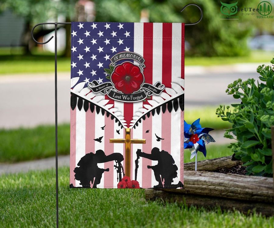 122 US Soldier Poppy In Memorial Lest We Forget American Flag Remembrance Day Flag
