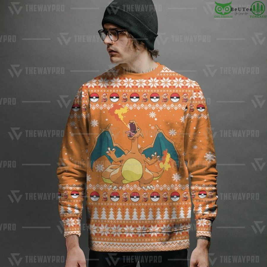 123 Pokemon Charizard Custom Christmas Ugly Imitation Knitted Sweatshirt