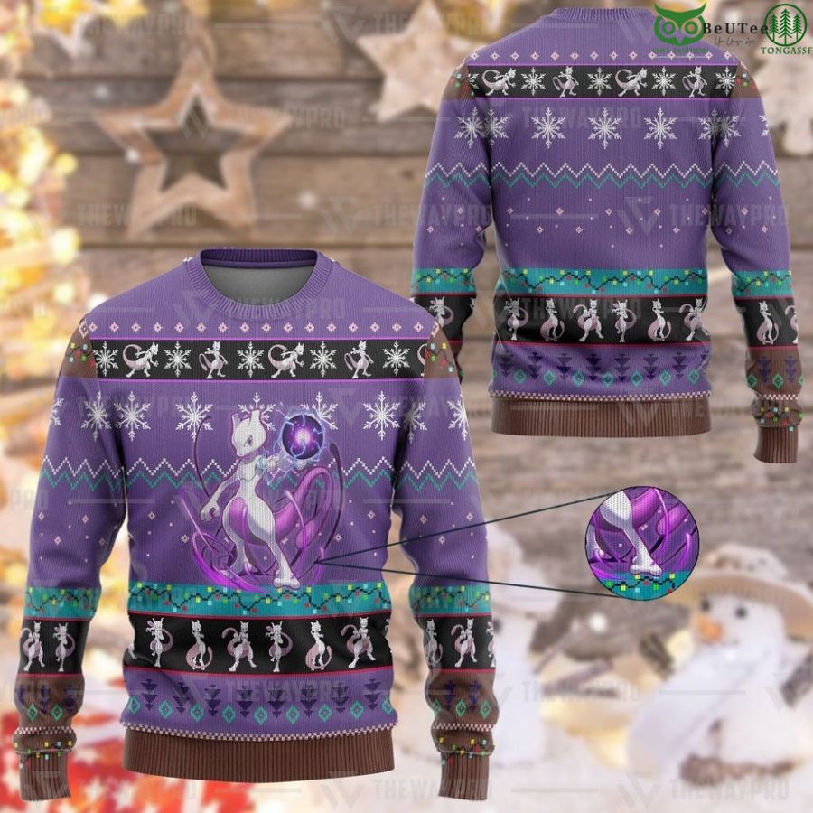 132 Pokemon Mewtwo Custom Imitation Knitted Sweatshirt