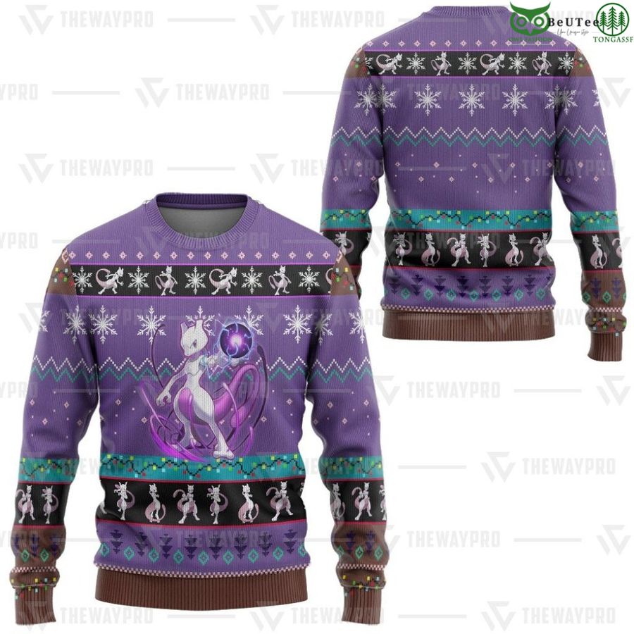 133 Pokemon Mewtwo Custom Imitation Knitted Sweatshirt