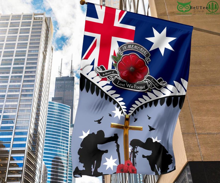 135 Veteran Poppy In Memorial Lest We Forget Australia Flag