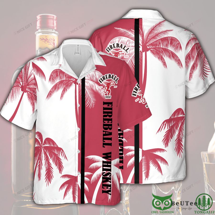 Fireball Whisky White Pink Half Hawaii 3D Shirt 