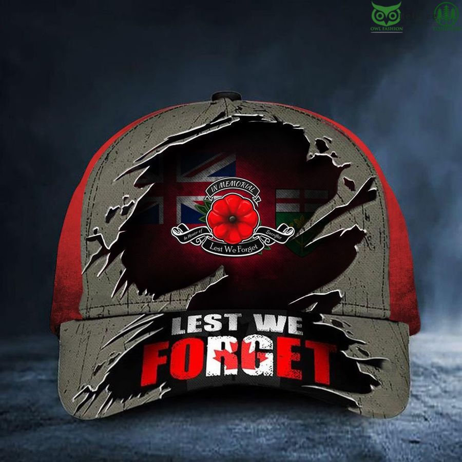 156 Ontario Lest We Forget Poppy Canada Remembrance Day Honor Ontario Veterans classic cap