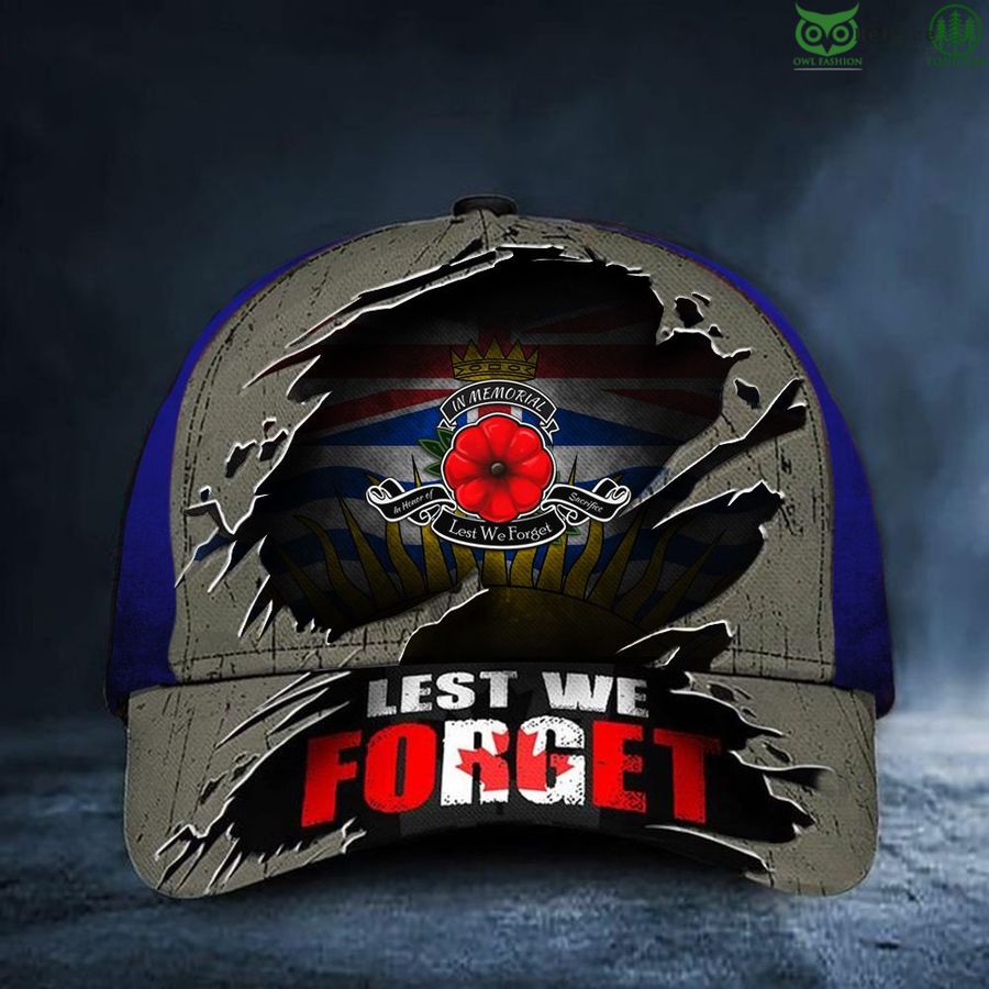 174 British Columbia Lest We Forget Poppy Canada Honor Remembrance classic cap