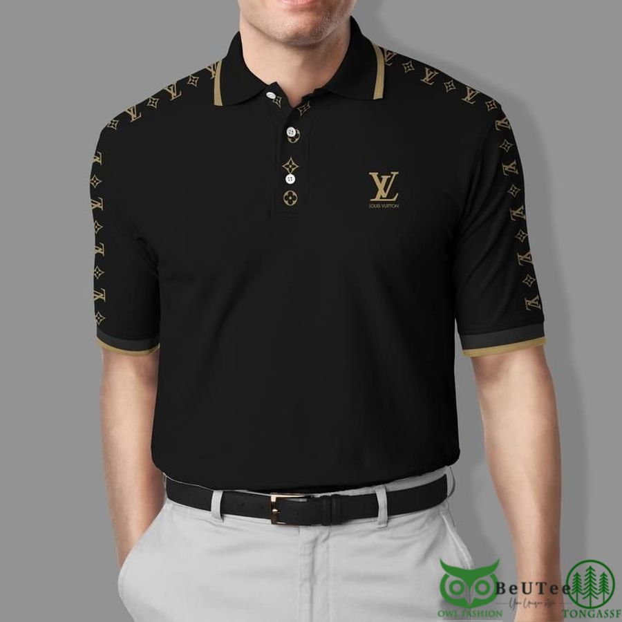 Limited Edition Louis Vuitton Black Monogram Sleeves Polo Shirt