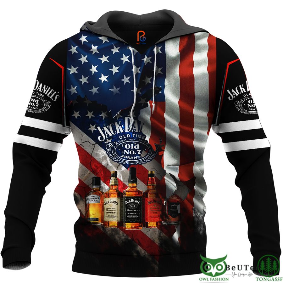 Jack Daniel's American Flag 3D Hoodie Tshirt Sweatshirt
