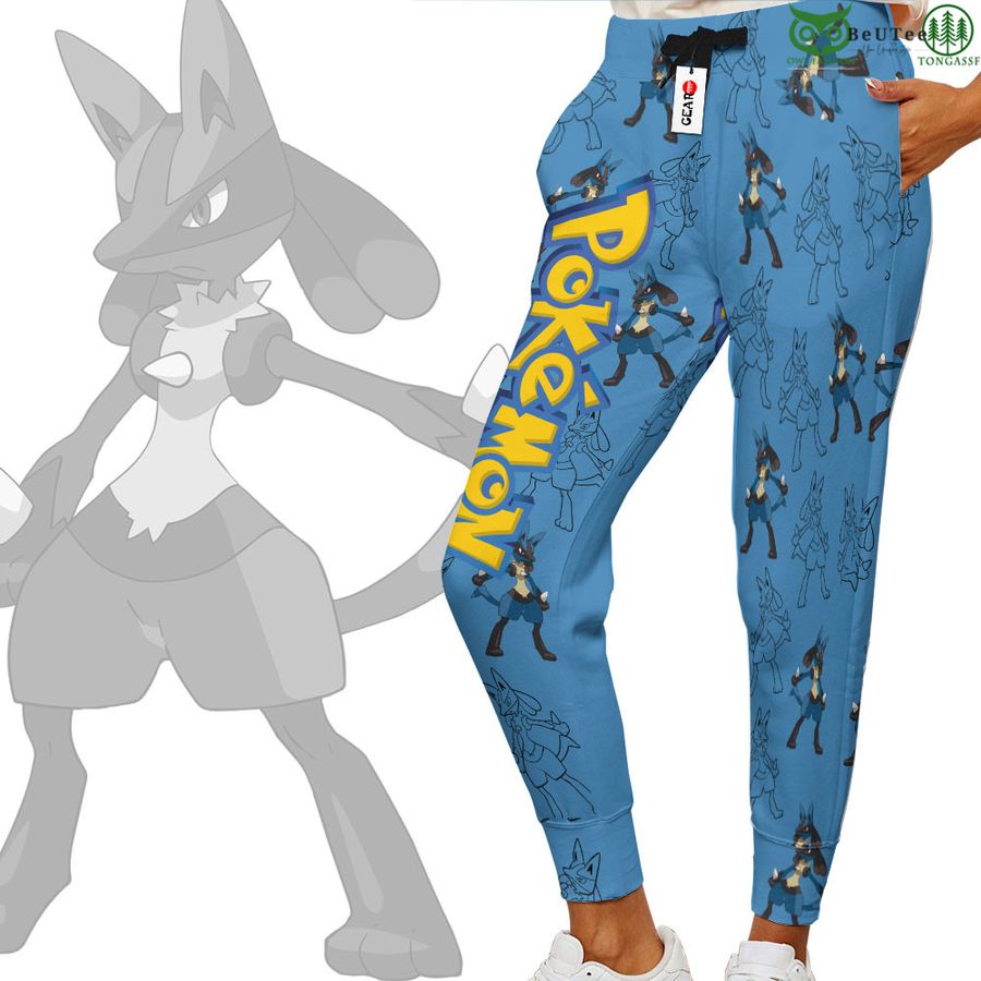 185 Lucario Joggers Custom Anime Pokemon Sweatpants For Otaku