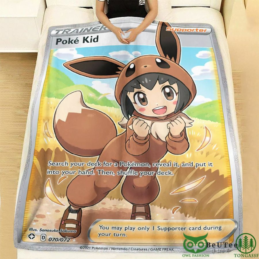 42 Anime PKM Poke Kid Shining Fates Trainer Custom Soft Blanket