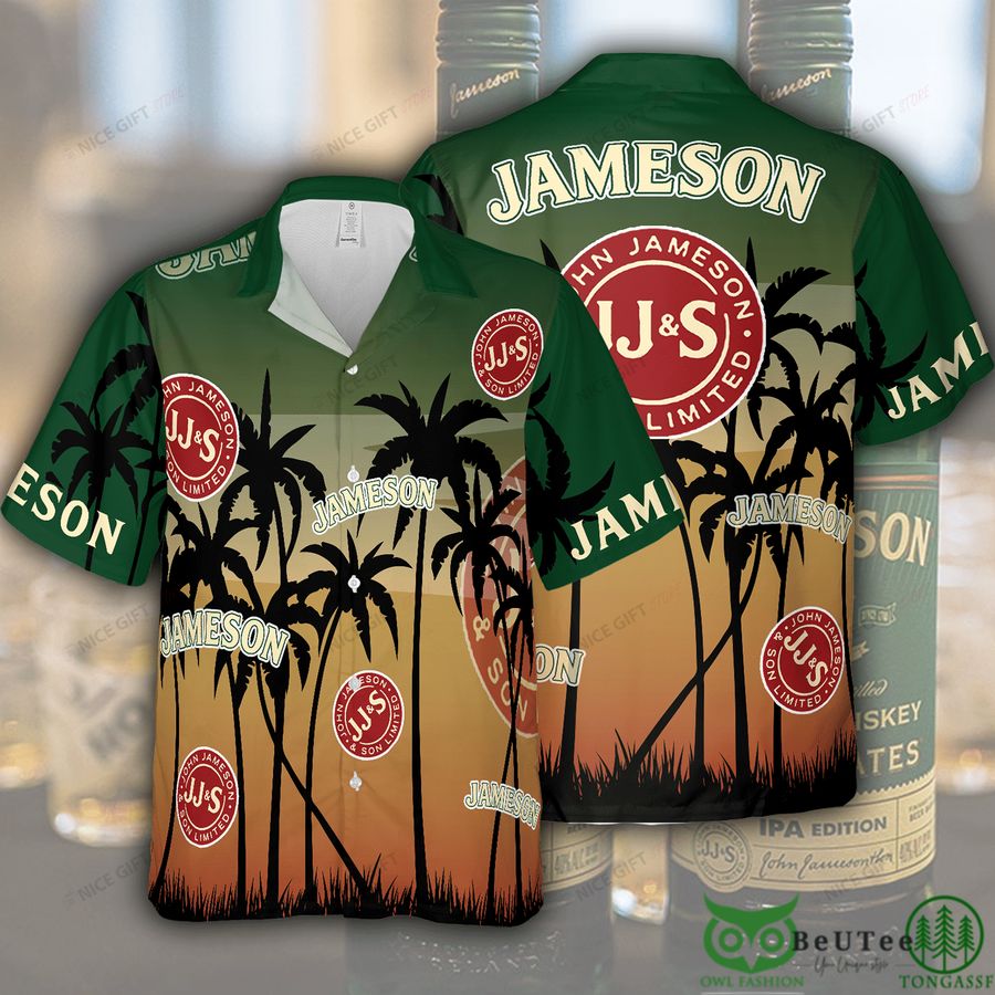 Jameson Irish Whiskey Palm Forest Green Hawaii 3D Shirt 