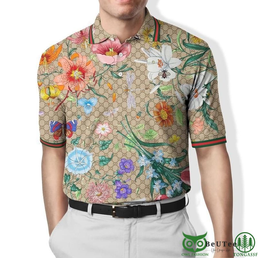 Limited Edition Gucci Floral Garden Pattern Polo Shirt