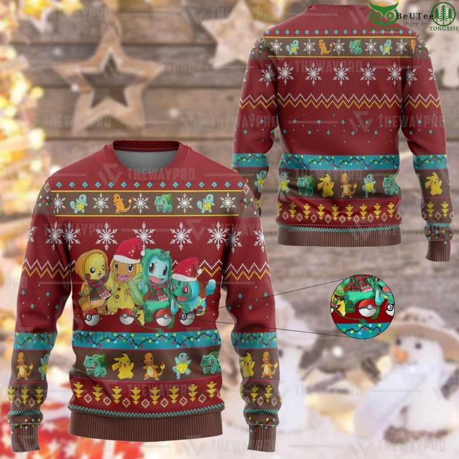 207 Pokemon lovely Christmas Custom Imitation Knitted Sweatshirt