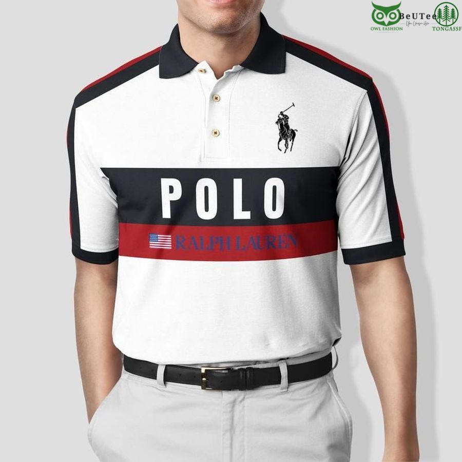 214 Ralph Lauren white US flag Polo Shirt For Men