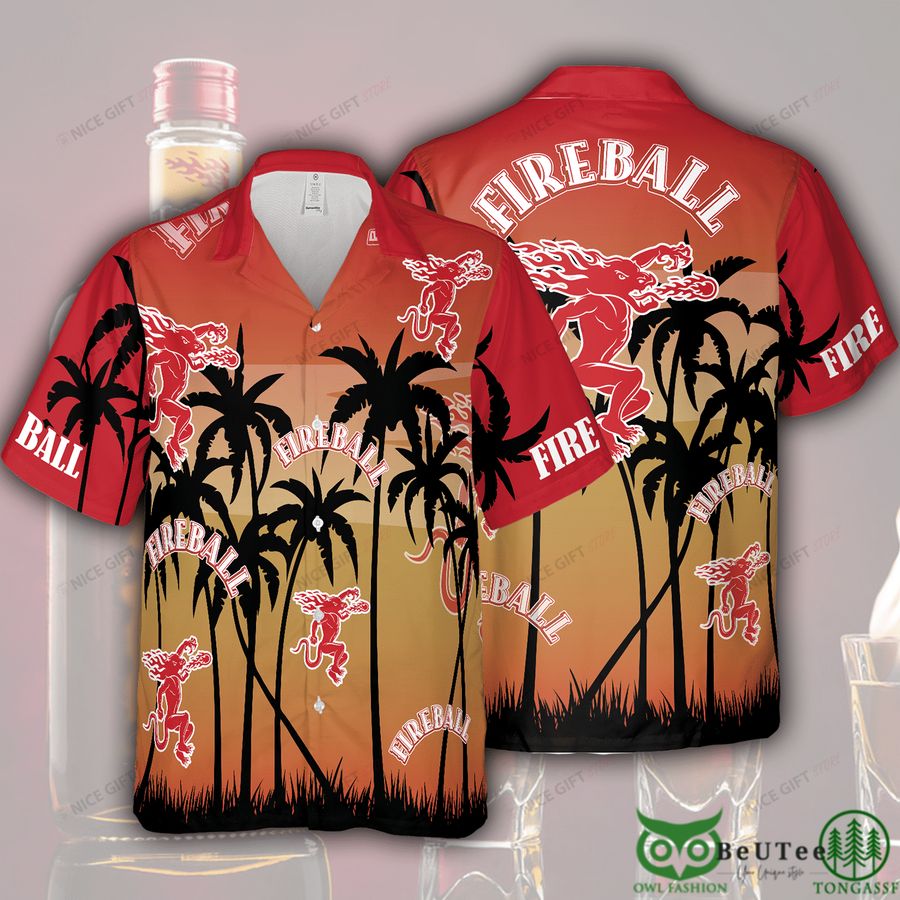 Fireball Whisky Palm Forest Red Hawaii 3D Shirt 