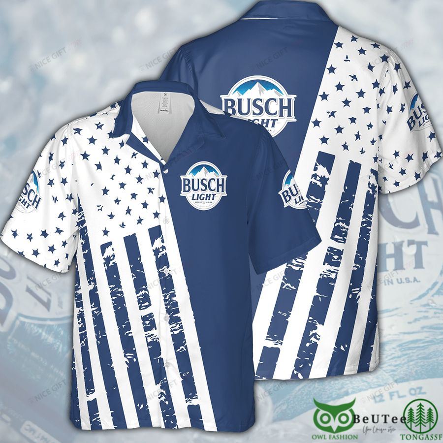 Busch Light Dark Blue Star and Lines Hawaii 3D Shirt 