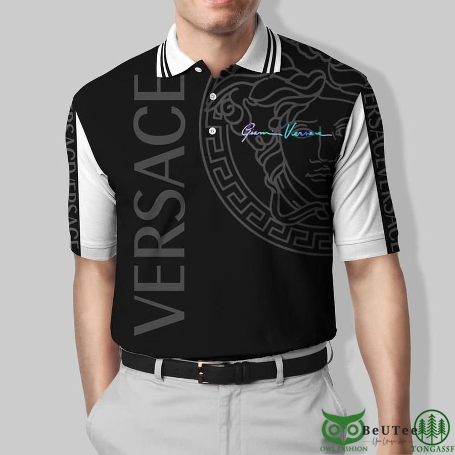 Limited Edition Versace Imprinted Pattern Polo Shirt