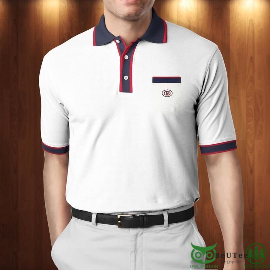 Limited Edition Gucci White with Color on Collar Polo Shirt