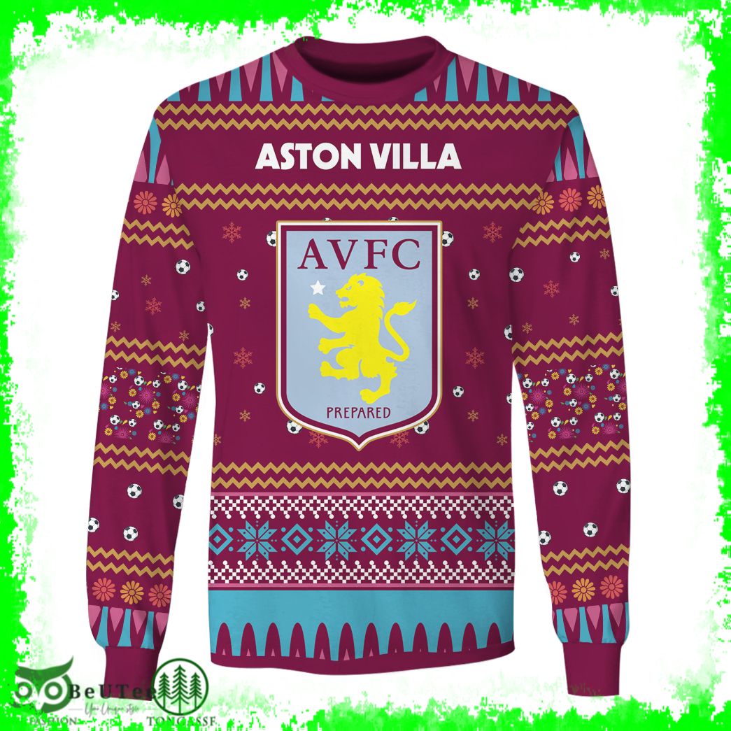 Aston Villa FC Custom Name Number 3D long sleeve