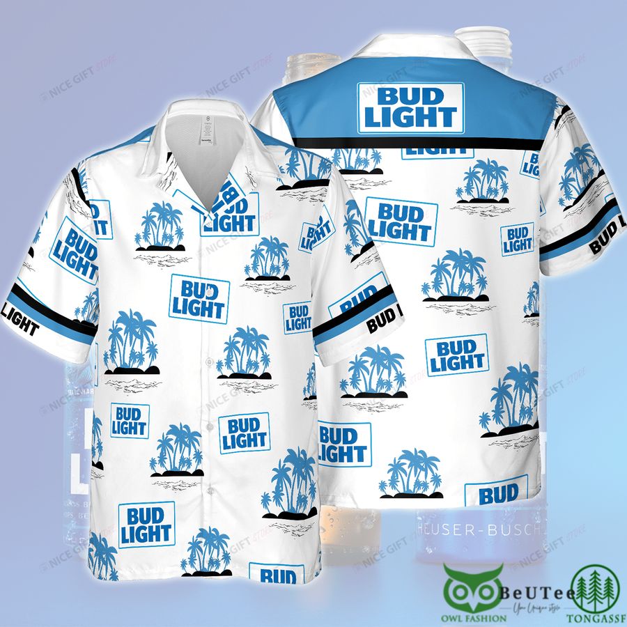 Bud Light Palm Island Sky Blue Hawaii 3D Shirt 