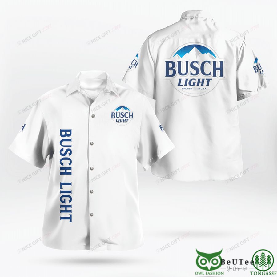 Busch Light Logo Basic White Hawaiian Shirt