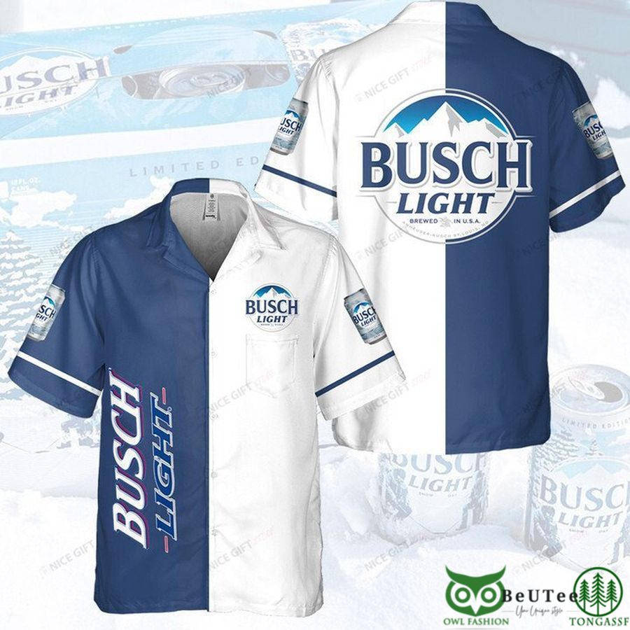 Busch Light Basic Blue and White Hawaiian Shirt