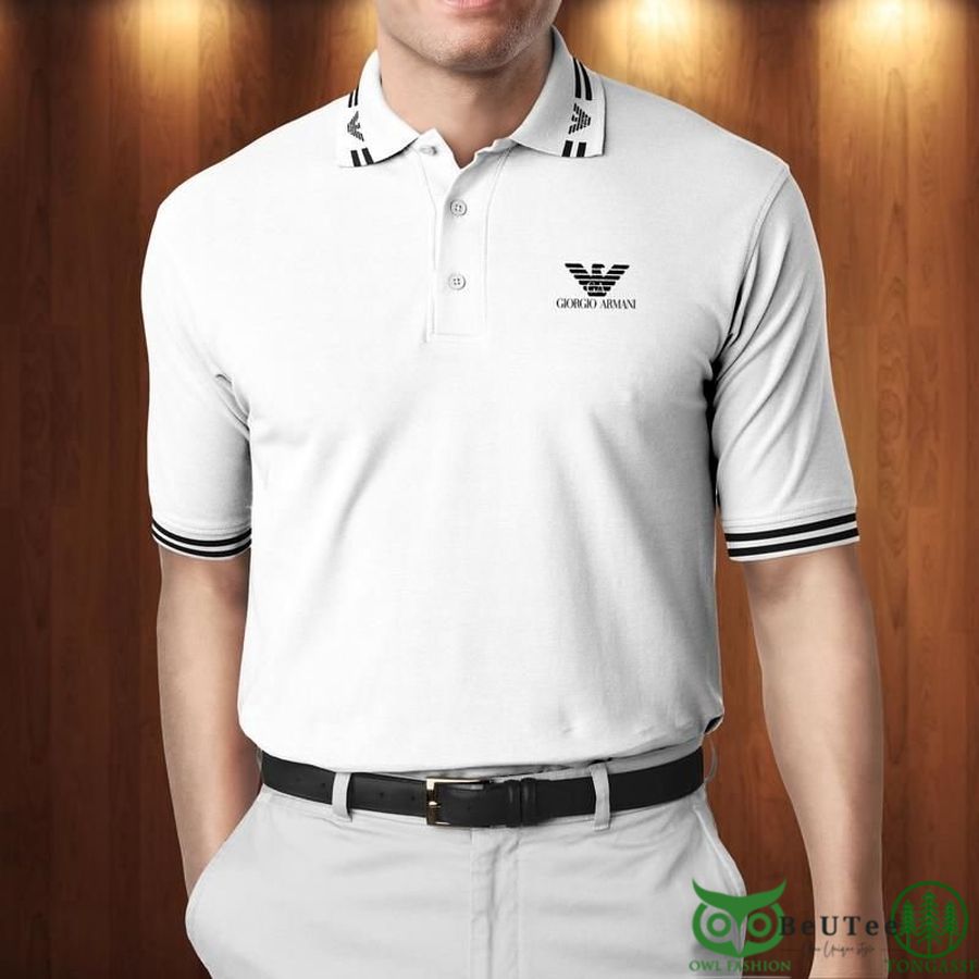 Limited Edition Giorgio Armani Basic White Logo Polo Shirt