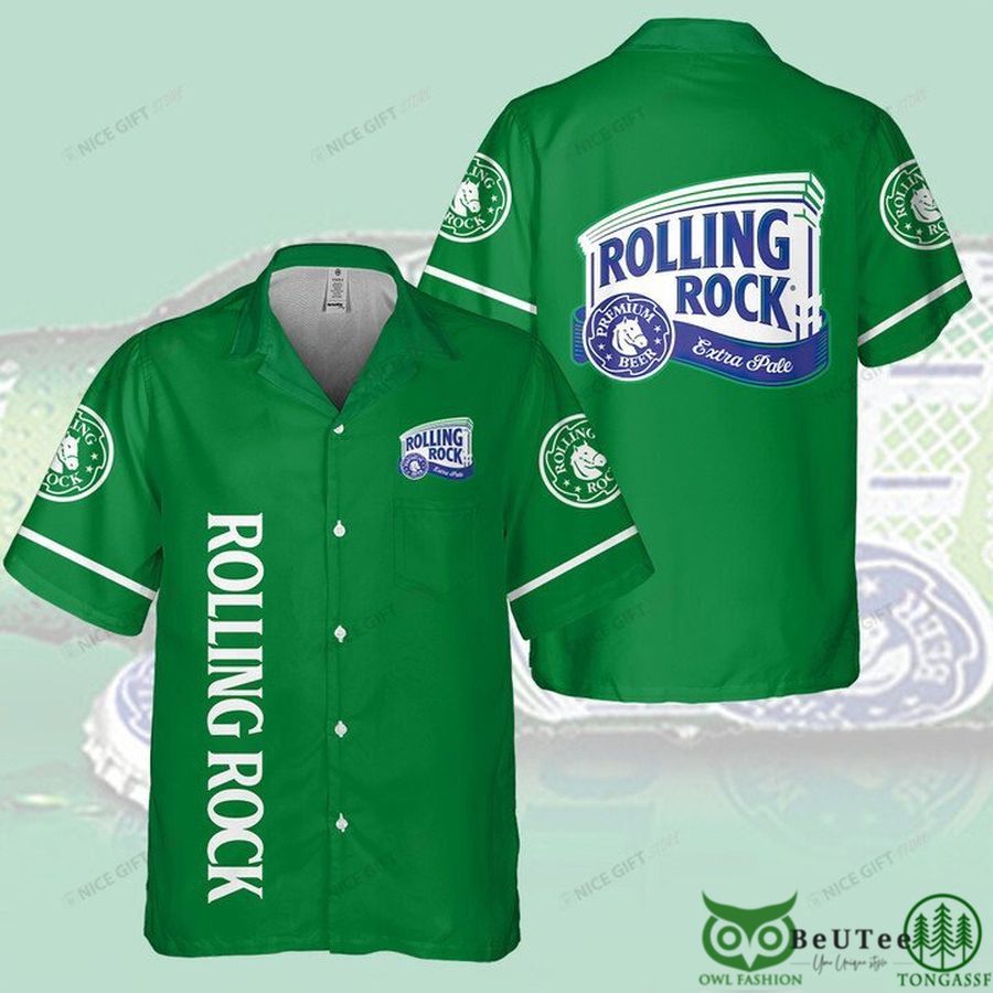 Rolling Rock Basic Green Hawaiian Shirt
