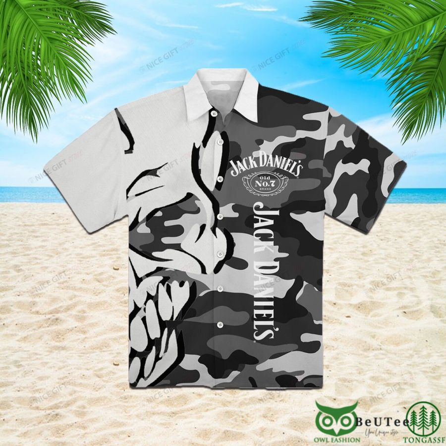 Jack Daniel's Camo Pattern Gray Black Hawaii 3D Shirt