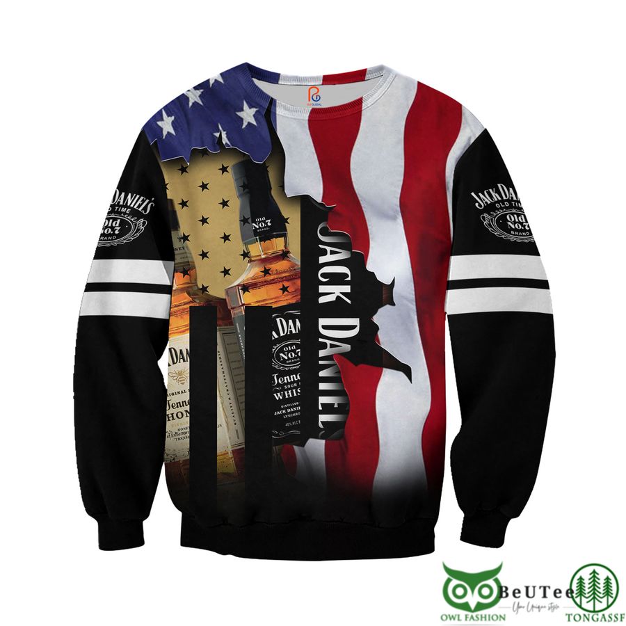 3 American Flag Jack Daniels 3D Hoodie Tshirt Sweatshirt