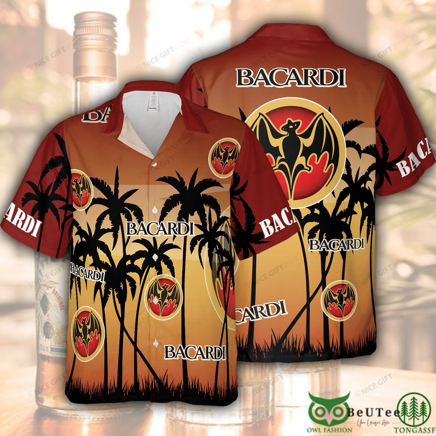 Bacardi Hawaii Palm Forest Brown Red 3D Shirt 