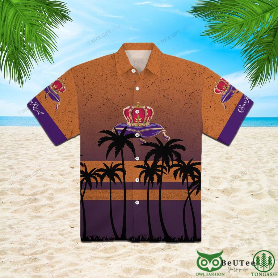Crown Royal Orange Purple Palm Tree Hawaii 3D Shirt 