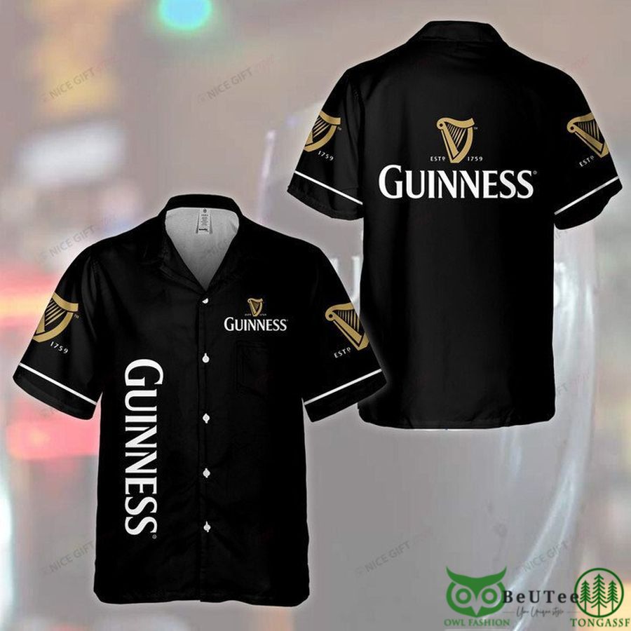 Guinness Basic Black Hawaiian Shirt