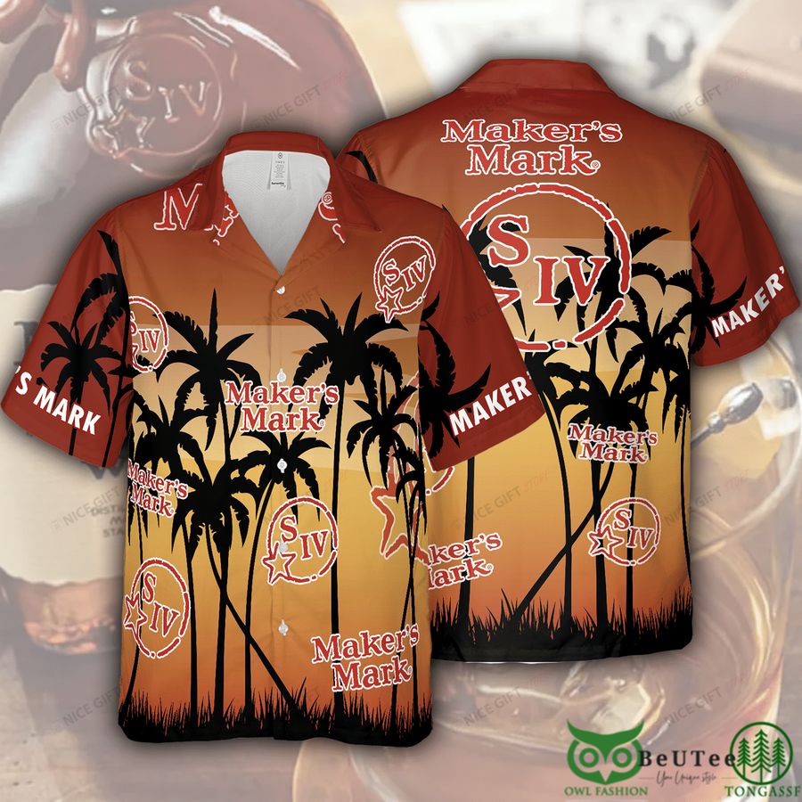 Maker's Mark Palm Forest Brown Red Hawaii 3D Shirt 