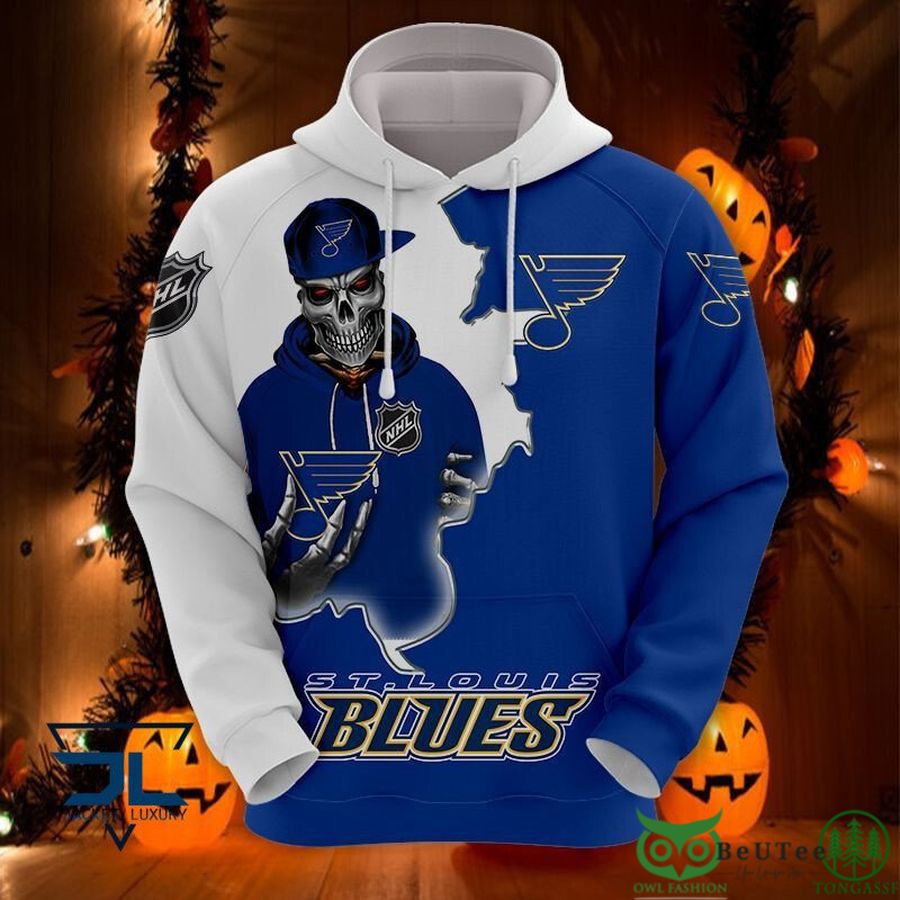St Louis Blues NHL Skull 3D Printed Hoodie Sweatshirt Tshirt