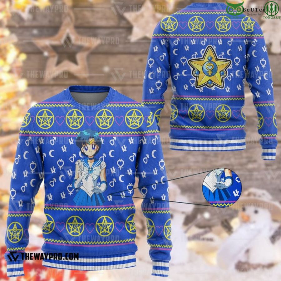 44 Anime Sailor Moon Mercury Custom Imitation Knitted Ugly Sweater