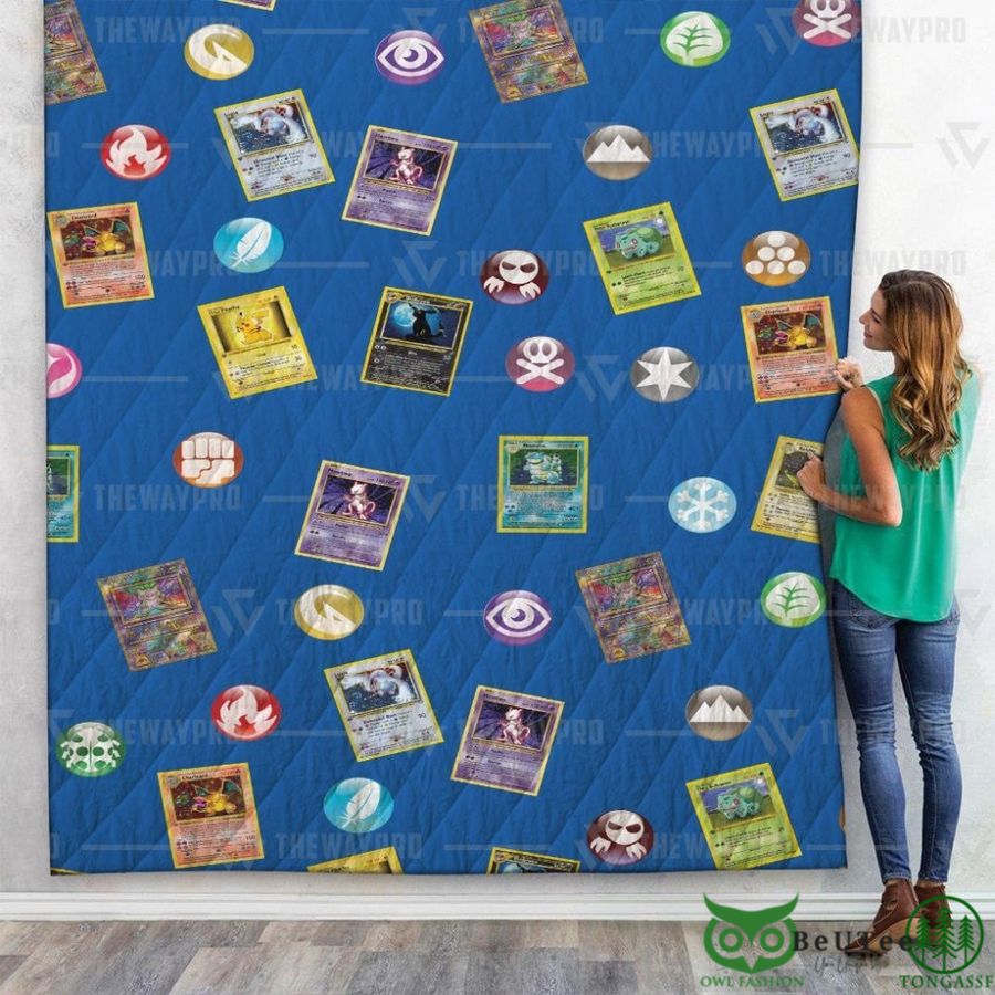 Anime PKM Cards And Elements Custom Quilt