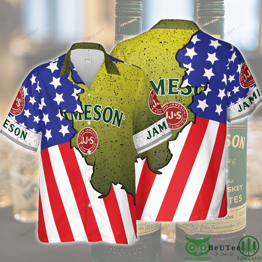 Jameson Irish Whiskey US Flag Green Hawaii 3D Shirt 