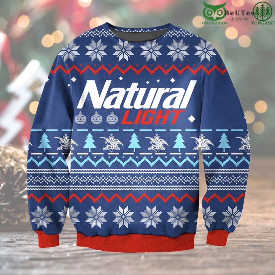 Natural Light Ugly Sweater Beer Drinking Christmas Limited