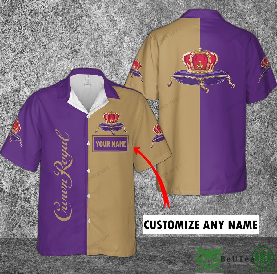 Customized Crown Royal Brown Purple Hawaii 3D Shirt 