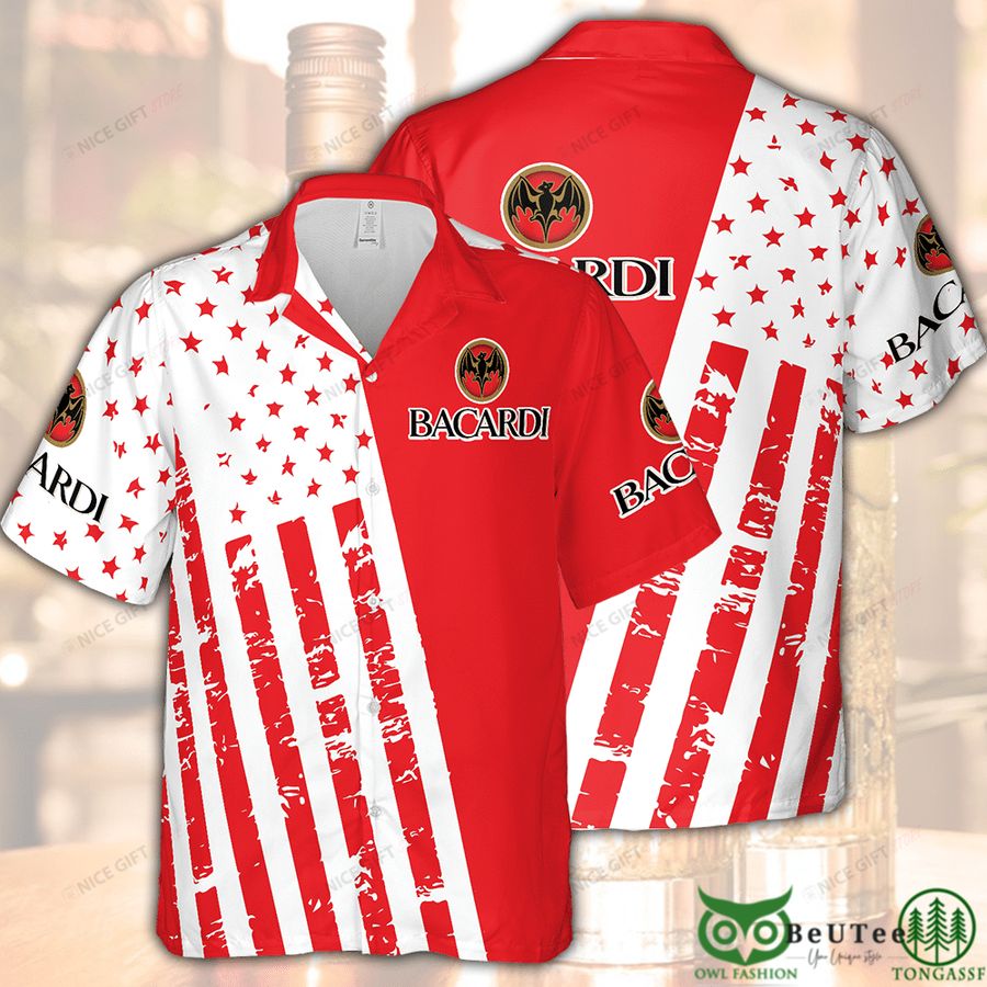 28 Bacardi Red Star and Lines Hawaii 3D Shirt