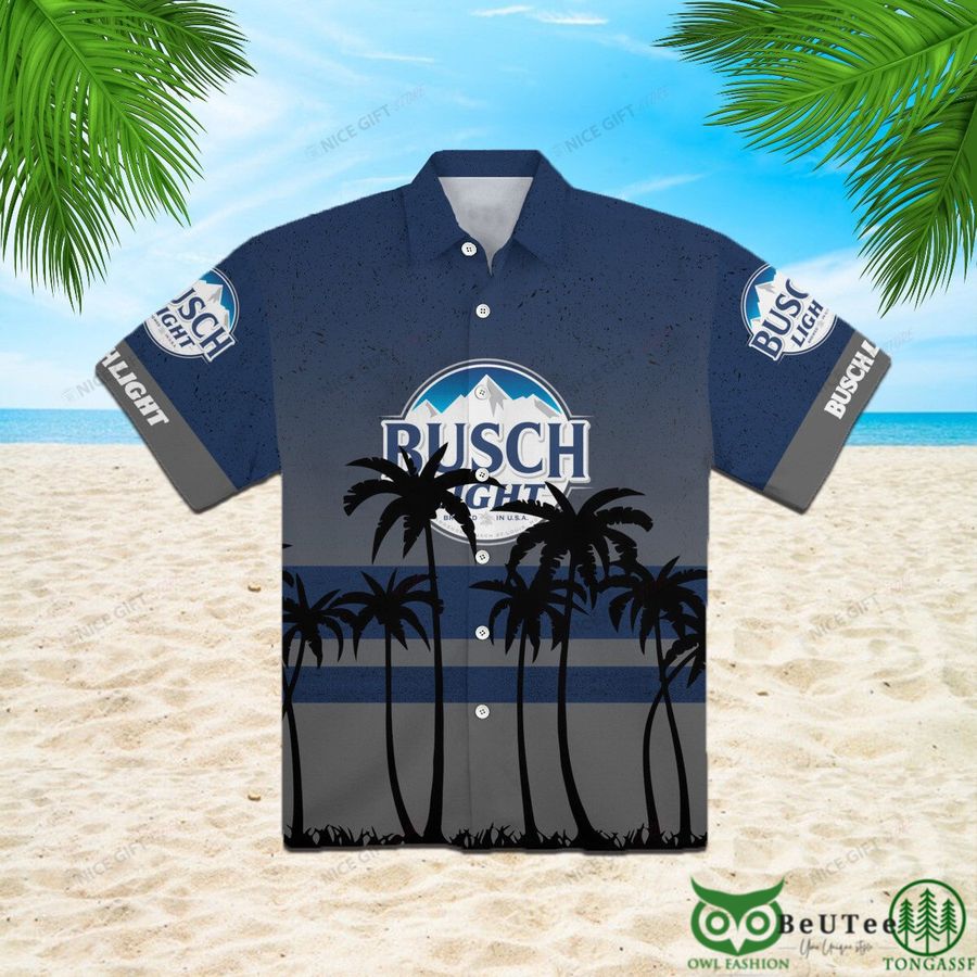 Busch Light Gray and Blue Palm Tree Hawaii 3D Shirt 