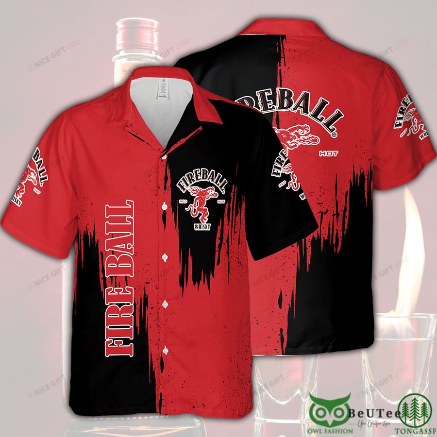 Fireball Whisky Red and Black Hawaii 3D Shirt 