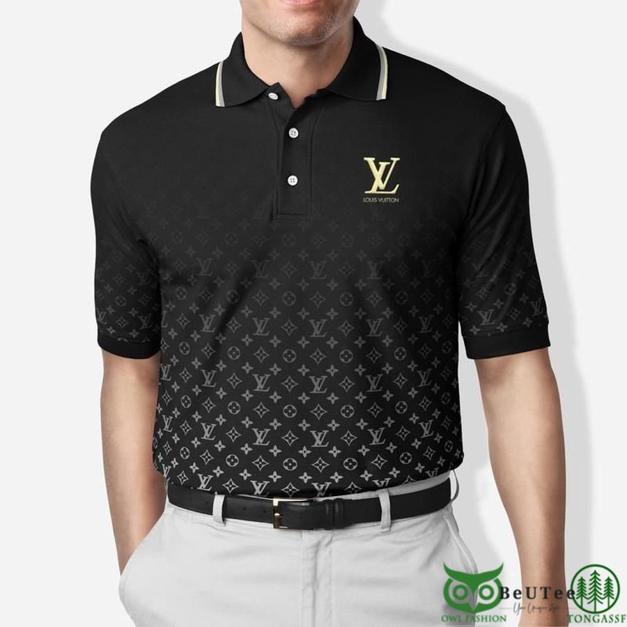 Limited Edition Louis Vuitton Black Monogram Gradient Polo Shirt