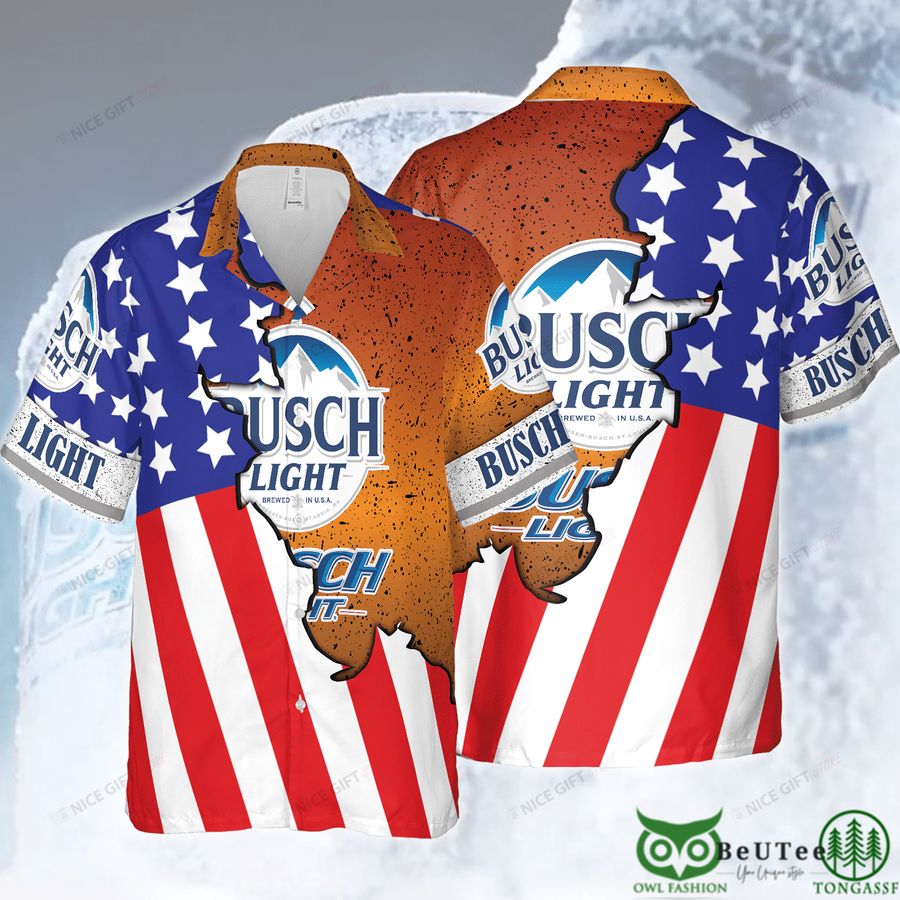 Busch Light US Flag Orange Hawaii 3D Shirt 