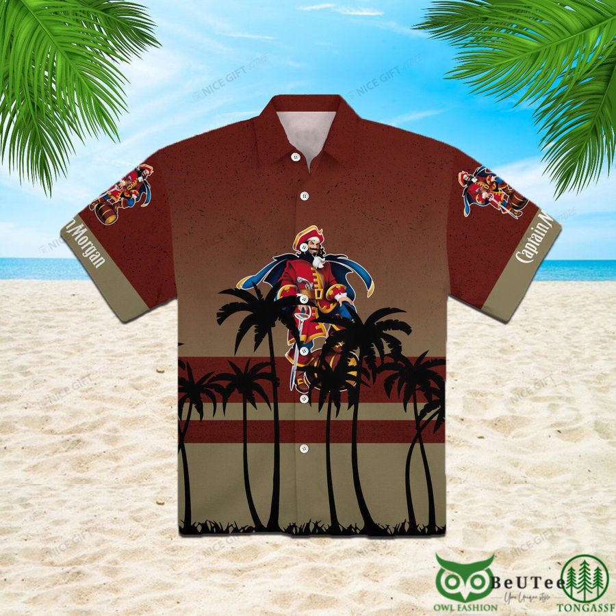 Captain Morgan Brown and Dark Red Palm Hawaii 3D Shirt 