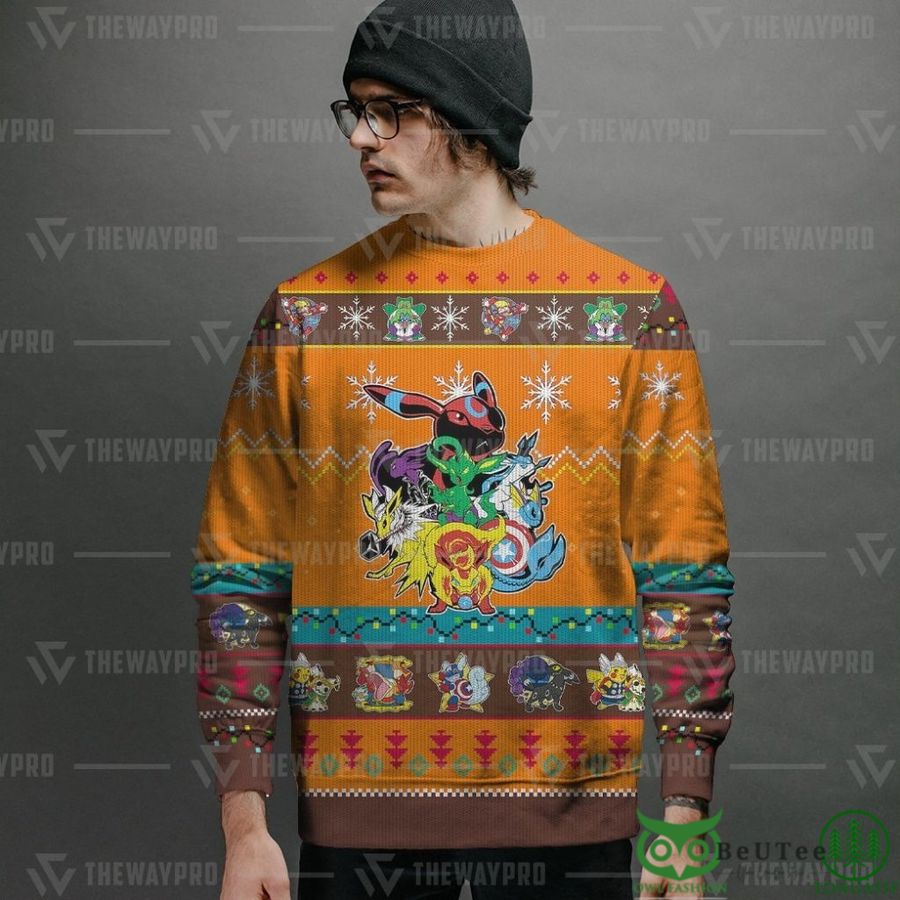 3 Eevengers Custom Christmas Ugly Imitation Knitted Sweatshirt