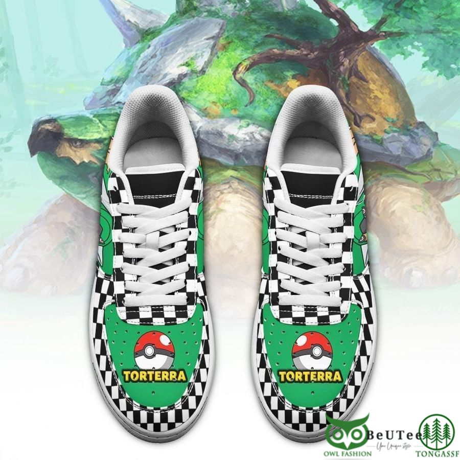 69 Poke Torterra Air Sneakers Checkerboard Pokemon NAF Shoes